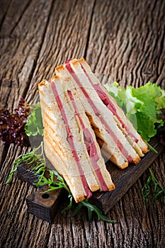 Club sandwich - panini with ham and cheese