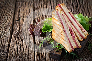 Club sandwich - panini with ham and cheese