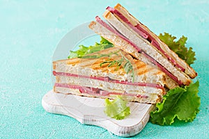 Club sandwich - panini with ham and cheese