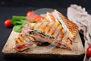 Club sandwich panini with ham photo
