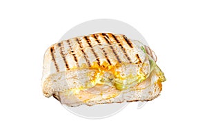 Club sandwich panini with Prosciutto ham. Isolated, white background.