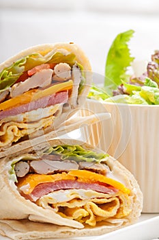 Club sandwich pita bread roll