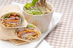 Club sandwich pita bread roll