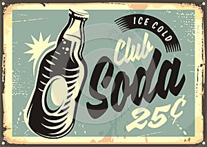 Club soda promotional retro tin sign