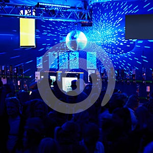 Clubbing the night away. revelers dancing inside a nightclub.