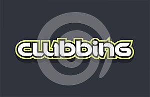 clubbing word text logo design green blue white