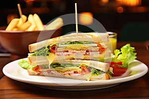 clubhouse sandwich with cheese pull effect