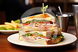 clubhouse sandwich with cheese pull effect