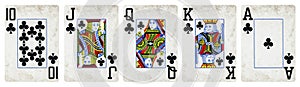 Clubs Suit Playing Cards Isolated on White