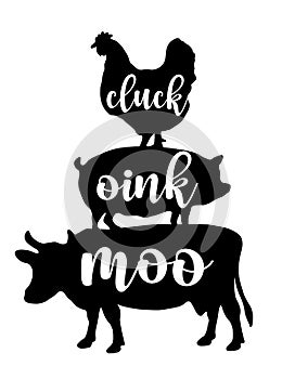 Cluck oink moo - Happy Harvest fall festival design for markets