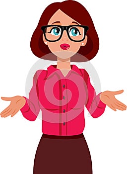 Clueless Vector Smart Office Woman Cartoon Character Design