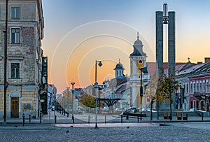 Cluj-Napoca city center. View from the Unirii Square to the Eroilor Avenue, Heroes' Avenue - a central avenue in Cluj-Napoca,
