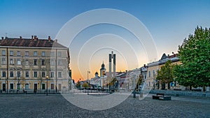 Cluj-Napoca city center. View from the Unirii Square to the Eroilor Avenue, Heroes ` Avenue - a central avenue in Cluj-Napoca,