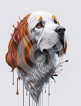 Clumber Spaniel Dog white background Splash Art 3