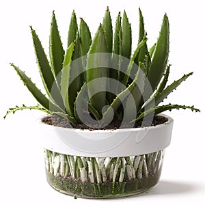 clump of green plant isolated on a white background.