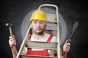 Clumsy worker with tools