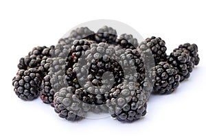 Cluster of Blackberries on White Background