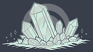 Cluster of crystals formation, mineralogy, gemstone illustration vector design Generative AI photo