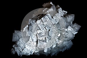 A cluster of cubic crystals of natural salt NaCl