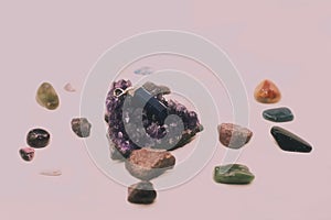 Group of crystals and rocks.