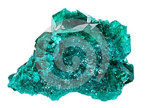 cluster of dioptase mineral isolated on white photo