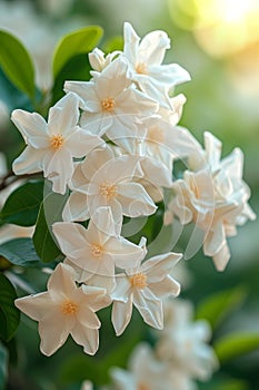 A cluster of fragrant jasmine flowers, their sweet scent perfuming the air