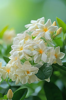 A cluster of fragrant jasmine flowers, their sweet scent perfuming the air photo