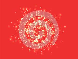 A cluster of glowing lights of different sizes. Blurred lights. The city lights at night. On red background. Vector