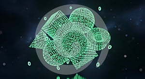 Abstract 3D Binary Code Geometric Shapes, Futuristic Data and Technology Concept