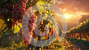 Cluster of Grapes Hanging From Vine