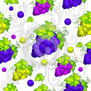 Cluster grapes seamless pattern