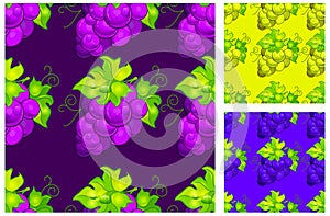 Cluster grapes seamless pattern