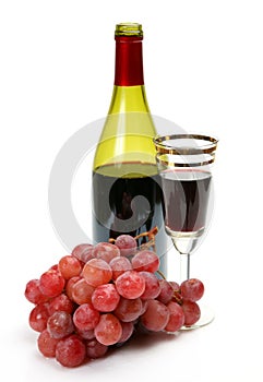 Cluster of grapes and wine