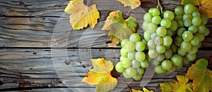 Cluster of Grapes on Wooden Table