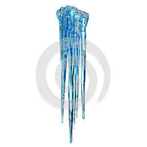 A cluster of icicles hanging from a surface, with a White Background