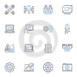 Cluster line icons collection. Group, Bundle, Bunch, Collection, Agglomeration, Clump, Conglomeration vector and linear