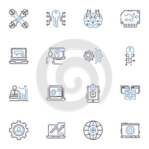 Cluster line icons collection. Group, Bundle, Bunch, Collection, Agglomeration, Clump, Conglomeration vector and linear photo