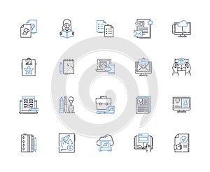 Cluster line icons collection. Grouping, Assemble, Aggregation, Bunch, Collection, Conglomerate, Bundle vector and