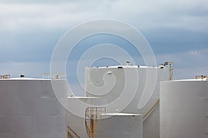 Cluster of petroleum products storage tanks