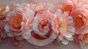 Cluster of Pink Flowers With Orange Centers photo