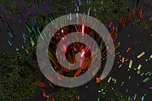 A cluster of precision-cut magic crystal, science fiction and magic theme, 3d rendering