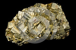 Cluster of pyrite crystals