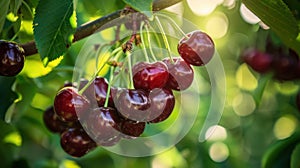 The Cluster of Ripe Cherries. AI generated