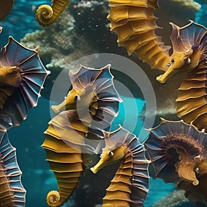 A cluster of seahorses swimming in unison, creating a beautiful underwater New Years Eve display1