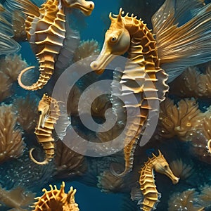 A cluster of seahorses swimming in unison, creating a beautiful underwater New Years Eve display2