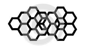 Cluster of Solid Black Hexagonal Cells, vector design Generative AI