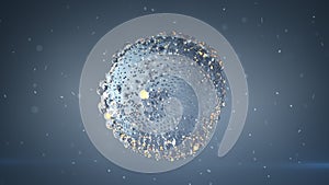 Cluster of spheres and particles levitate 3D render illustration