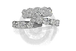 Cluster stack of diamond wedding engagment rings