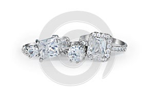 Cluster Stack of Multiple Diamond Wedding Engagement Rings in a