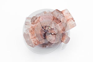 Cluster of twinned aragonite isolated over white